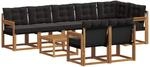 Outdoor-sofagarnitur 9 Stk. 8-sitzer Natur Und Schwarz Vidaxl