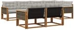 Outdoor-sofagarnitur 7 Stk. 7-sitzer Natur Und Hellgrau Vidaxl