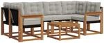 Outdoor-sofagarnitur 7 Stk. 6-sitzer Natur Und Hellgrau Vidaxl