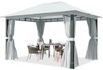 Toolport Gartenpavillon 3x4 M, Alu-pfosten, Dachplane Ca. 220 G/m&sup2;, Grau - Mit