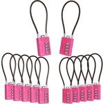 4-stelliges Zahlenschloss 18cm Stahlkabel Pink 12er Pack F&uuml;r Spind & Koffer