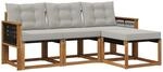 Outdoor-sofagarnitur 4 Stk. 4-sitzer Natur Und Hellgrau Vidaxl