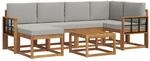 Outdoor-sofagarnitur 7 Stk. 6-sitzer Natur Und Hellgrau Vidaxl