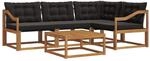 Outdoor-sofagarnitur 5 Stk. 4-sitzer Natur Und Schwarz Vidaxl