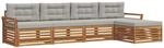 Outdoor-sofagarnitur 5 Stk. 4-sitzer Natur Und Hellgrau Vidaxl