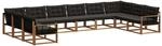 Outdoor-sofagarnitur 10 Stk. 10-sitzer Natur Und Schwarz Vidaxl