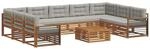 Outdoor-sofagarnitur 10 Stk. 9-sitzer Natur Und Hellgrau Vidaxl