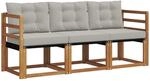 Outdoor-sofagarnitur 3 Stk. 3-sitzer Natur Und Hellgrau Vidaxl