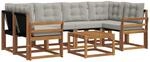Outdoor-sofagarnitur 7 Stk. 6-sitzer Natur Und Hellgrau Vidaxl