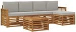 Outdoor-sofagarnitur 6 Stk. 5-sitzer Natur Und Hellgrau Vidaxl