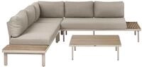 Garten Ecksofa Mit Tisch 5-sitzer Fivizzano Akazienholz Beige