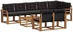 Outdoor-sofagarnitur 9 Stk. 8-sitzer Natur Und Schwarz Vidaxl