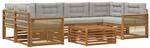 Outdoor-sofagarnitur 7 Stk. 6-sitzer Natur Und Hellgrau Vidaxl