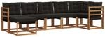 Vidaxl Outdoor Sofa Set 7 Pcs Natural And Black