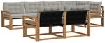 Outdoor-sofagarnitur 7 Stk. 7-sitzer Natur Und Hellgrau Vidaxl
