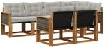 Outdoor-sofagarnitur 7 Stk. Natur Und Hellgrau Vidaxl