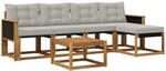 Outdoor-sofagarnitur 6 Stk. 5-sitzer Natur Und Hellgrau Vidaxl
