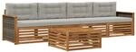 Outdoor-sofagarnitur 5 Stk. 4-sitzer Natur Und Hellgrau Vidaxl