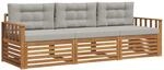 Outdoor-sofagarnitur 3 Stk. Natur Und Hellgrau Vidaxl