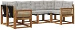 Outdoor-sofagarnitur 6 Stk. 6-sitzer Natur Und Hellgrau Vidaxl
