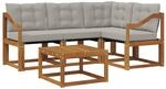 Vidaxl Outdoor Sofa Set 5 Pcs Natural And Light Grey