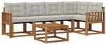 Outdoor-sofagarnitur 6 Stk. 5-sitzer Natur Und Hellgrau Vidaxl