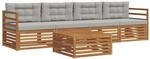 Outdoor-sofagarnitur 5 Stk. 4-sitzer Natur Und Hellgrau Vidaxl
