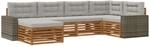 Outdoor-sofagarnitur 6 Stk. 6-sitzer Natur Und Hellgrau Vidaxl