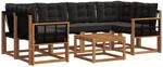 Vidaxl Outdoor Sofa Set 7 Pcs Natural And Black