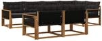 Outdoor-sofagarnitur 7 Stk. 7-sitzer Natur Und Schwarz Vidaxl