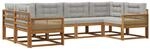 Outdoor-sofagarnitur 6 Stk. 6-sitzer Natur Und Hellgrau Vidaxl