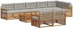 Outdoor-sofagarnitur 9 Stk. 8-sitzer Natur Und Hellgrau Vidaxl