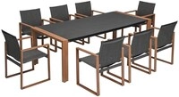 Set Duisburg Gartenm&ouml;bel F&uuml;r 8 Personen Tische Und 8 Sitze Antarktis / Braun