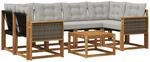Outdoor-sofagarnitur 7 Stk. 6-sitzer Natur Und Hellgrau Vidaxl