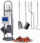 Relaxdays Kaminbesteck Modern, 5 Teilige Kamingarnitur, Schaufel, Besen, Zange,