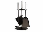 Kaminbesteck Set Schwarz 4-teilig - Aluminium Griffe Ofengarnitur - Ofenbesteck