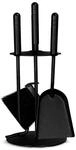 Ofen- Kamingarnitur Industrial Look - Kaminbesteck Kaminset Schwarz 4-teilig