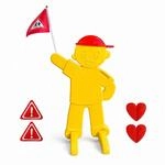 Relaxdays Warnfigur Kinder, Mit Fahne, Sicherheitsaufsteller, Stra&szlig;e, Hbt:...