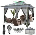 Pop-up Pavillon 3x3m Wasserdicht Mit Moskitonetz, Dunkelgrau