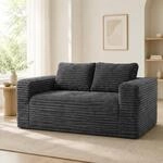 Okwish 2-sitzer-bodensofa Ohne Montage, Hochdichter Schaumstoff, Grauer Cordstoff