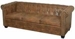 Chesterfield Sofa 3-sitzer Braun Kunstleder Vidaxl