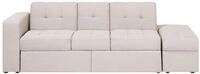 3-sitzer Sofa Beige Stoffbezug Gesteppt Mit Ottomane Schlaffunktion Bettkasten