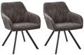 Esszimmerstuhl 2er Set Grau Polsterbezug Modern/retro