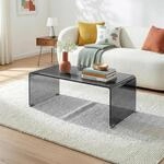 Couchtisch V&auml;sas 90x45x35 Cm Geh&auml;rtetes Glas Grau [en.casa]