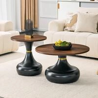 Set Aus 2 Runden Couchtischen, Ineinander Schiebbar, Walnussholz-optik,...