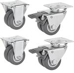 4er Set Junker Transportrollen &Oslash; 50 Mm (2x Bockrollen, 2x Lenkrollen Mit...