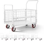 Vevor Plattformwagen Mit Gitterw&auml;nden 907 Kg, 6-in-1 Faltbarer Transportwagen Mit
