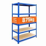 Relaxdays Schwerlastregal, Hxbxt: 200 X 100 X 60 Cm, 875 Kg, 5 Ebenen, Lagerregal