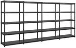 Lagerregal Mit 5 B&ouml;den Schwarz 340x40x185 Cm Kunststoff - Vidaxl