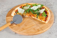 Pizza-teller Mit Pizza-schneider 32 Cm Bambus